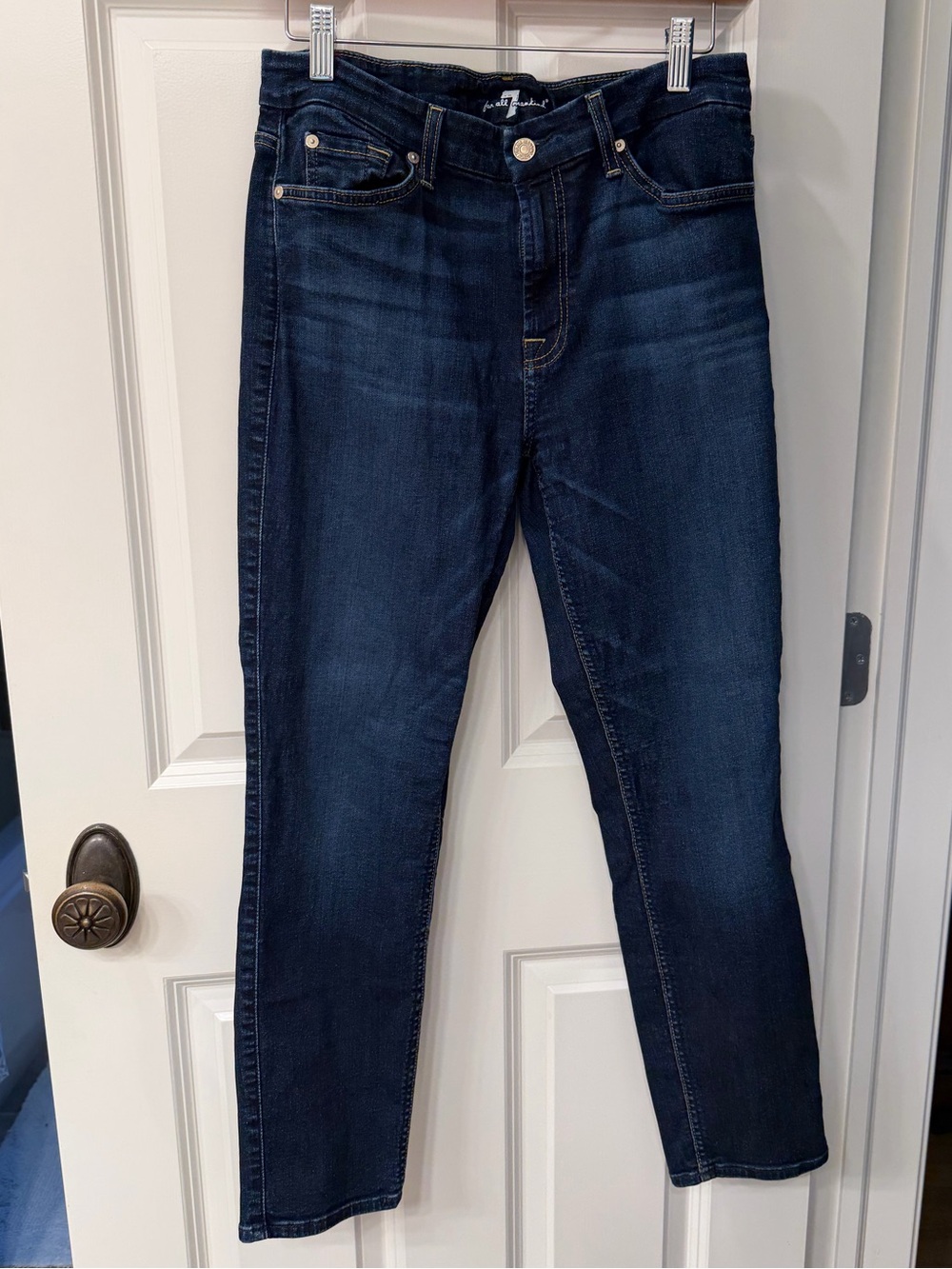 7 For All Mankind Dark Indigo Cropped Jeans